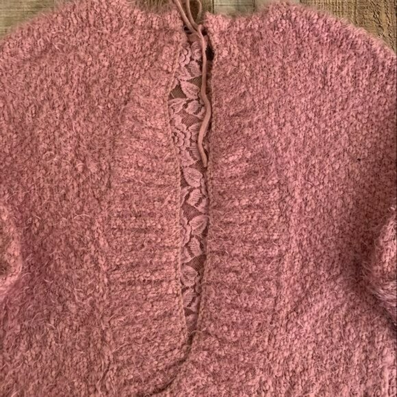 Knox rose women soft eyelash knit long sleeve sweater with lace back detail -M - Picture 10 of 11